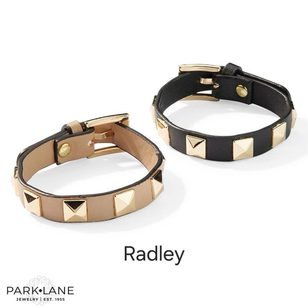 Park Lane Unisex Radley Studded Beige Faux Leather Bracelet